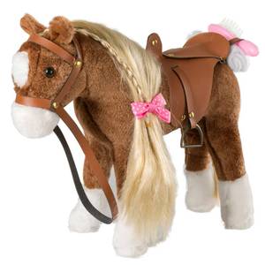 lot 8068 image: HollyHOME Horse Stuffed Animal Cute Pony Plush Pretend Play Horse Toys for Girls 11 inches Brown