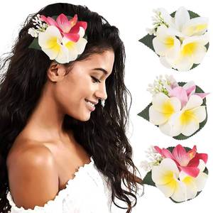 lot 8076 image: HAIMEIKANG 3 Pieces Hawaiian Flower Hair Clips - Artificial Tropical Flower Hair Pins Large Hair Flowers For Women Hawaiian Hair Accessories Wedding Hair Piece