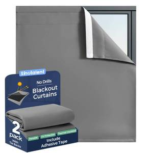 lot 8082 image: Sinotalent Portable Blackout Curtain No Drill Blinds, Easy Install Blackout Window Cover Bathroom Curtains, Light Blocking Window Curtain Panels Pack of 2pcs. (Gray, 29 W x 30 L)