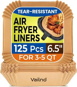 lot 8086 image: Air Fryer Paper Liners 125Pcs Parchment Paper, Air Fryer Liner Disposable, Oilproof Waterproof Airfryer Basket Liner Square (6.5inch)