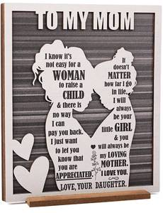 lot 8090 image: Mother��s Day for Mom from Daughter, Rustic Mom and Daughter Hug Wood Sign, Best Bonus Mama Step Mother in Law Birthday Valentines, Christmas Gifts Ideas