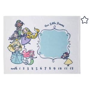 lot 8098 image: Disney Princess White, Pink, Yellow and Aqua Super Soft Milestone Baby Blanket