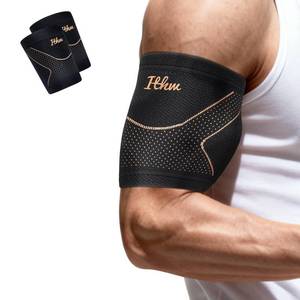 lot 8105 image: ITHW Copper Bicep Tendonitis Brace, Bicep Compression Sleeve for Pain Relief, Upper Arm Brace for Men and Women Muscle Strains Tear Injury (Copper, Small)
