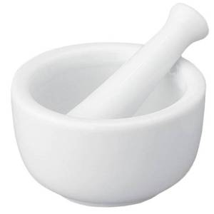 lot 8110 image: HIC Kitchen Small Mortar and Pestle Set, Fine Porcelain, 2.75-Inch, Spice Herb Grinder, Pill Crusher, Nut Butter Maker