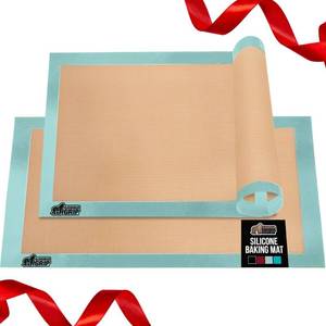 lot 8111 image: GORILLA GRIP Reusable Nonstick Silicone Baking Mat, 2-Pack, 16.5x11.87, Half Sheet, BPA-Free Oven Safe Food Liner for Cookie Sheets, No Mess Easy Clean Pastry Mats, Holiday Baking Essentials, Mint