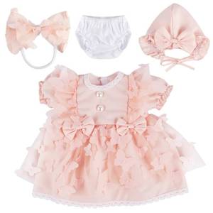lot 8117 image: BABESIDE 4 Pcs Reborn Baby Doll Clothes Set for 17-22 Inch Babydolls, Pink Bow Dolls Dress with Hat Headband and Reusable Diaper for Realistic Baby Doll Accessories