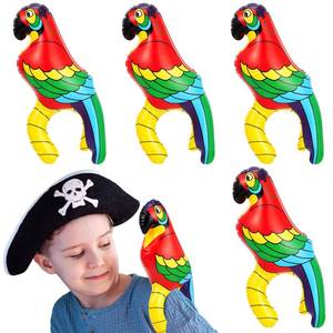 lot 8128 image: Wettarn 4 Pieces Halloween Inflatable Pirate Parrot Shoulder Prop 11 Inches Tall Pet Scarlet Macaw, Halloween Pirate Party Decorations for Tropical Party Gift Decoration Costume Accessory