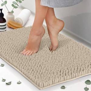 lot 8130 image: Chenille Bath Mats, Plush Absorbent Bath Mats Quick Dry, Soft & Machine Washable, Non Slip Carpet For Bathroom, Thick Bathroom Rugs, Shower Restroom Rug Mat, Alfombras De Ba�o, Bathrugs Matts, 22x14