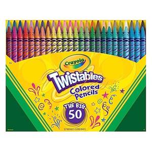 lot 8134 image: Crayola Twistables Colored Pencil Set (50ct), Stocking Stuffer for Kids & Teens, No Sharpen Colored Pencils For Kids Coloring Books, Drawing & Sketching, 4