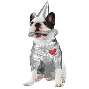lot 8137 image: Huhumy 3 Pcs Halloween Tin Pet Costume Accessories Silver Funnel Hat Axe Set for Dogs or Cats Pet Clothes for Animal Cosplay Party Halloween(M)