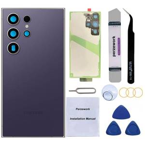 lot 8141 image: Perzework Rear Back Glass Replacement for Samsung Galaxy S24 Ultra 6.8-inches with Reparing Toolkit(Titanium Violet)
