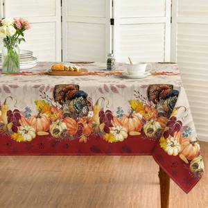 lot 8142 image: Horaldaily Thanksgiving Tablecloth 60�84 Inch Rectangular, Turkey Pumpkin Autumn Fall Harvest Vintage Washable Table Cover for Party Picnic Dinner Decor