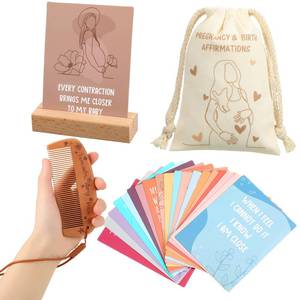 lot 8149 image: Yungyan 23 Pcs Birthing Comb Gifts Set Includes Wooden Labor Comb Pregnancy Birth Affirmation Cards Canvas Bag for Pregnant Women Labor Pain Relief Essentials, New Mom Positive Encouragement Gifts