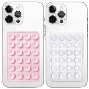 lot 8153 image: Anteel 2 Pack Silicone Suction Phone Case Mount, Non Slip Sticky Grip for Cellphone, Silicon Adhesive Suction Cup Mount, Strong Grip Holder for Selfies and Videos (LightPink&White)