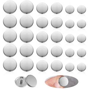 lot 8161 image: Metal Buttons, 30 Pcs Silver Round Flat Buttons for Clothes Vintage Sewing Buttons Clothes Accessories for Men Women Blazers Shirt Coat Uniform Jacket Suits Trousers DIY Sewing (15mm, 20mm, 25mm)