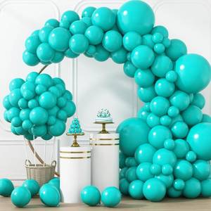 lot 8198 image: RUBFAC 129pcs Teal Blue Balloons Different Sizes 18 12 10 5 Inch Latex Turquoise Teal Balloon Garland Arch for Party Decoration Birthday Wedding Engagements Anniversary Baby Shower Party Supplies