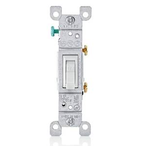 lot 8210 image: Leviton 15 Amp, 120 Volt, Toggle Framed Single-Pole AC Quiet Switch, Residential Grade, Grounding, 10-Pack, 1451-2WM, White