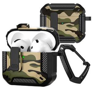 lot 8214 image: Fofvccv for AirPods 4 Case Camouflage with Lock, AirPods 4th Generation Case 2024 with Keychain, Military Hard Shell Protective Armor Camo Case for Airpod Gen 4 MC Green