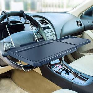 lot 9805 image: 2 in 1 Car Steering Wheel Tray  Back Seat Headrest Tray for Eating Food Drink and Writing Laptop Work, XERGUR Black Car Desk