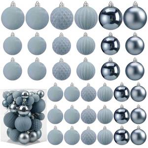 lot 9806 image: Soulchen 42 Pcs Velvet Christmas Ornaments Set Flocked Dusty Blue Christmas Ball Ornaments Hanging Shatterproof Xmas Ball Decor with 5 Styles in 3 Sizes for Xmas Tree Holiday Indoor Outdoor Home Decor