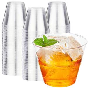 lot 9815 image: RACETOP 200 Pack 9 oz Clear Plastic Cups for Party, Disposable Clear Cup, Disposable Cups, Wine Glasses Cups, Plastic Cocktail Glasses