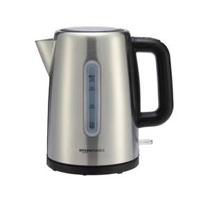 lot 9823 image: Amazon Basics Electric Stainless Steel Kettle for Tea and Coffee, BPA-Free, Fast Boiling, Auto Shut-Off, 1.8 Quarts, 1500W, Black and Silver