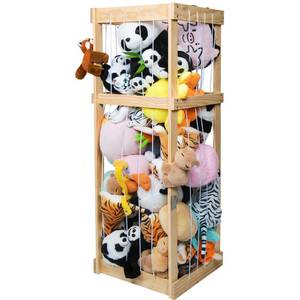 lot 9824 image: storenization Stuffed Animal Storage with Large Capacity, Stuffed Animal Zoo Toy Storage, Large Wood Plushies Storage Organizer for Kids Room Nursery Play Room Bedroom