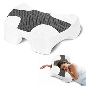 lot 9831 image: Eliteguard Side Sleeper Pillow with Arm Hole, Shoulder Relief System, Arm Pillow for Neck and Shoulder Pain, Premium Memory Foam, Suitable for Side, Back and Stomach Sleepers - Grey