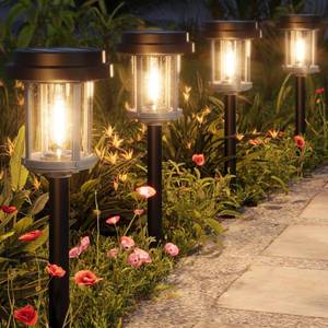 lot 9841 image: XMCOSY Solar Pathway Lights, 20 LM Solar Powered Outdoor Lights with 2-Tone Black & Grey Metal Design, Outdoor Solar Lights for Yard Patio Landscape Walkway Driveway (Black & Grey)