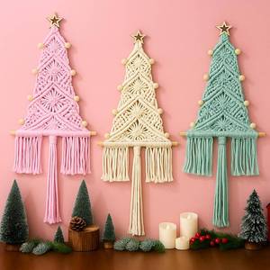 lot 9847 image: HunnmingRe Pastel Christmas Tree Decoration 3 Set Macrame Christmas Wall Decoration Hanging Ornaments Boho Wall Decor for Party Supplies