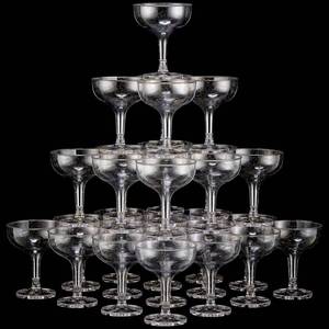 lot 9851 image: Zopeal 30 Pcs Champagne Coupe Glasses 5 oz Plastic Champagne Tower Disposable Martini Glasses Stackable Stemmed Margarita Coupe for Wedding Birthday Halloween Party Bar(White,Gold Glitter)