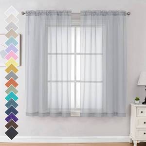 lot 10277 image: OVZME Light Grey Sheer Curtains 63 Inches Long 2 Panels - Soft Light Filtering Window Sheer Panels for Living RoomBedroom, Top Dual Rod Pocket, 1 Pair, Each 42Wx63L Inches
