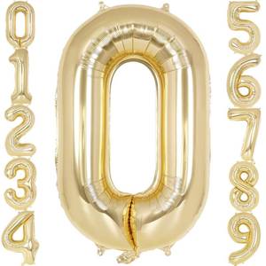 lot 10286 image: Light Gold Number 0 Balloon 40 Inch, Big Large Foil Helium White Gold Number Balloons, Giant Mylar Number 0 Balloons for Birthday Party Decorations Supplies Anniversary