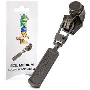 lot 10289 image: FixNZip Medium Black Nickel Zipper Repair Kit  Universal No-Sew Slider Replacement for Jackets, Sleeping Bags, Tents, and Duffel Bags  Instant and Reusable Zipper Repair Tool  Sizes 5-7