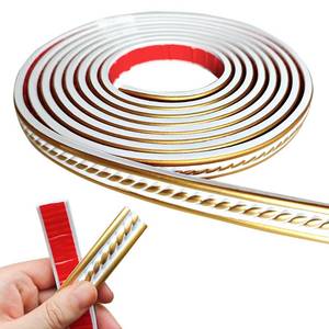 lot 10310 image: Peel and Stick Molding Trim Self Adhesive Flexible Wall Trim Crown Molding 3D Strip for Tile Wood Wall Panels Picture Mirror Frame Border Edge Corner Ceiling Wallpaper Decor (White Gold, 200in)