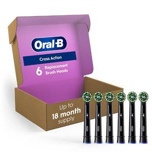 lot 10311 image: Oral-B Cross Action Replacement Brush Heads for an Oral-B Electric Toothbrush, Pack of 6, Black