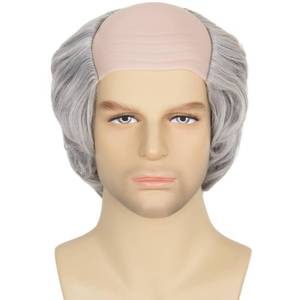 lot 10312 image: Miss U Hair Old Man Wig Short Grey Bald Cap With Hair On Sides Balding Wig Grandpa Halloween Cosplay Costume Wigs