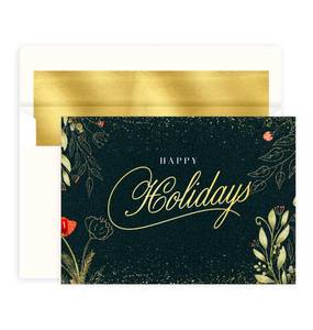 lot 10323 image: Nihuecne 50 Pack 5 x 7 Happy Holiday Cards with Self-adhesive Envelopes,Gold Foil and Blank Inside for Christmas Holiday