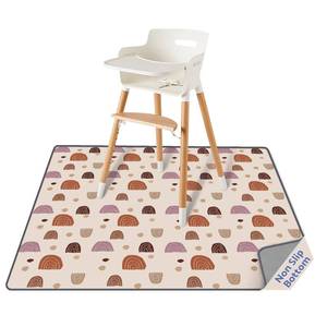 lot 10333 image: Blissful Diary Baby Splat Mat for Under High Chair, 50.4 x 50.4 Inch Wipeable Splash Mat, Waterproof and Washable, Anti-Slip Floor Protector, Boho Rainbow