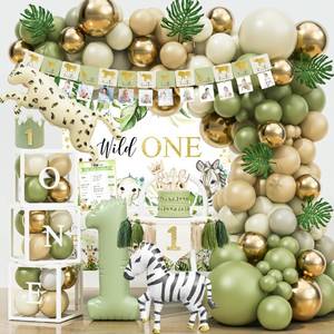 lot 11458 image: YJDFWAUT Wild One Birthday Decorations Party Supplies, Jungle Theme First Birthday Decorations for Boy or Girl