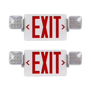 lot 11460 image: CMMZY Red Exit Sign with Emergency Light, Two Adjustable Square Head,Exit Sign with Battery Backup,Exit Signs Combo for Business,US Standards,UL Certified,120V277V AC,2 Pack