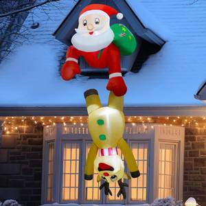 lot 11472 image: DR.DUDU 7 FT Christmas Inflatable Outdoor Decorations, Blow Up Santa Claus with Reindeer Hanging Xmas Inflatables Decor with LED Lights for Yard Lawn Porch Garden Holiday Party