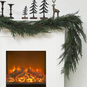 lot 11477 image: Jutom 1 PCS 6 ft Realistic Christmas Garland - Artificial Mix Norfolk Cypress Pine Needles Faux Green Garland Decorations for Table Mantel Winter Holiday, Indoor & Outdoor Decor
