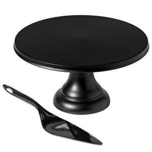 lot 11478 image: JOYMAY 9.6 Inch Bamboo Fiber Cake Stand, Round Cake Holder, Cake Plate with Detachable Base, Dessert Table Display Set, Cake Decorating for Birthday Party Baking Gifts for 6inch, 8inch Cakes (Black)