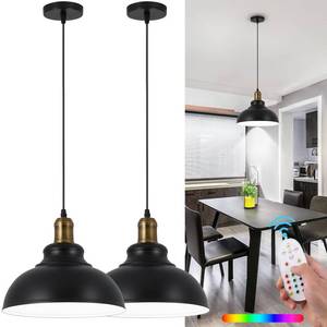 lot 11492 image: Battery Operated Pendant Lights,Rechargeable Pendant Light with Remote,Black Gold Pendant Light Fixtures for Kitchen Island,Modern Industrial Hanging Lights for Dining Room Hallway Entryway(2 Pack)