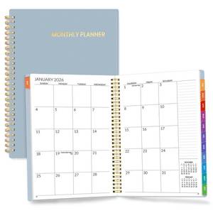 lot 12235 image: SUNEE 2026-2027 Planner - 24 Months (Jan 2026 - Dec 2027) - 7x10 Monthly Spreads & Yearly Planner, Gray Blue