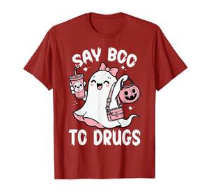 lot 12247 image: Say Boo To Drugs Funny Halloween Red Ribbon Week Awareness T-Shirt small