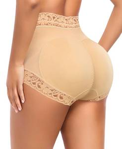 lot 12256 image: DERCA Padded Underwear for Women Butt Lifting Panties Buttocks Pads Booty Enhancer Lace Shapewear Briefs (Beige,Large)