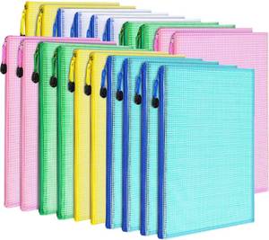 lot 12257 image: LEOBRO 20PCS Zipper Pouch, A4 Mesh Zipper Pouch Bags, Waterproof Bag, Mesh Bags for Classroom Organization, Toy Storage, School Supplies, Travel Essentials, File Jackets & File Pockets