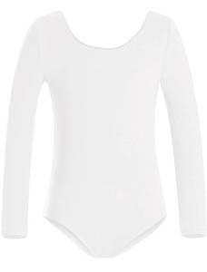 lot 12264 image: Boboking Kids Girls Basic Long Sleeve Leotards for Ballet Gymnastic Bodysuit 12-14Years white